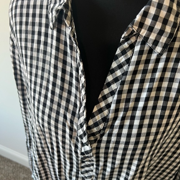 J. Jill Black and White Gingham Popover Collared Shirt Size XL - Picture 4 of 7